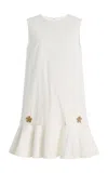 Oscar De La Renta Bubble-hem Cotton Mini Dress In Neutral