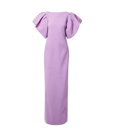 Oscar De La Renta Bubble Sleeve Dress In Purple
