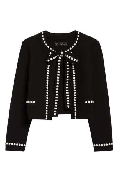 Oscar De La Renta Bubble Trim Cardigan In Black