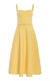Oscar De La Renta Bustier Wool-blend Midi Dress In Yellow