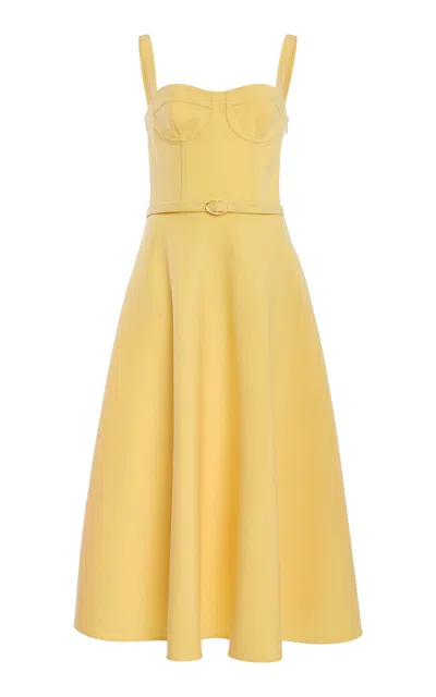 Oscar De La Renta Bustier Wool-blend Midi Dress In Yellow