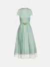 Oscar De La Renta Butterfly Belt Cotton Poplin Dress