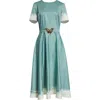 Oscar De La Renta Short Sleeve Abstract Poplin Dress