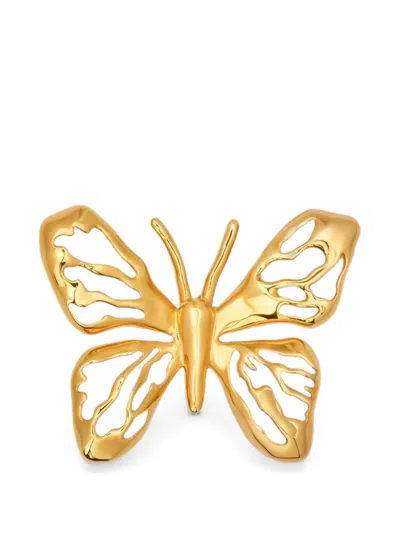 Oscar De La Renta Butterfly Brooch In Gold