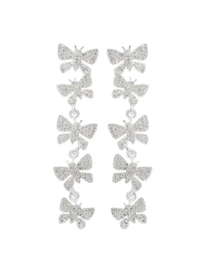 Oscar De La Renta Butterfly Chandelier Earrings In Silver