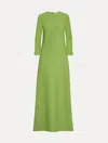 Oscar De La Renta Embellished Open-back Wool-blend Kaftan In Green