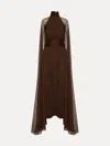 Oscar De La Renta Butterfly-detailed Chiffon Caftan In Brown