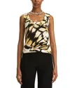 Oscar De La Renta Butterfly Printed Scoop-neck Knit Tank Top