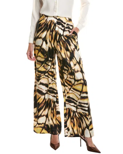 Oscar De La Renta Butterfly Silk Twill Wide Leg Pant In Animal Print