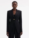 Oscar De La Renta Button Detail Single-breasted Blazer In Black