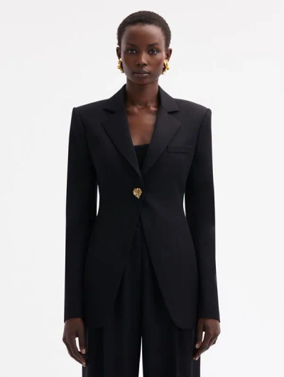 Oscar De La Renta Button Detail Single-breasted Blazer In Black