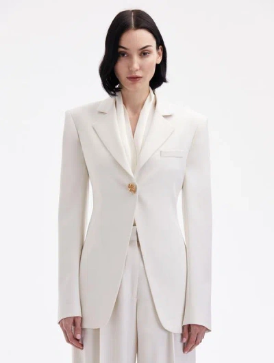 Oscar De La Renta Button Detail Single-breasted Blazer In Ivory