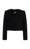 Oscar De La Renta Button-detailed Wool-tweed Jacket In Black