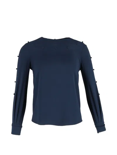 Pre-owned Oscar De La Renta Button-embellished Blouse In Blue