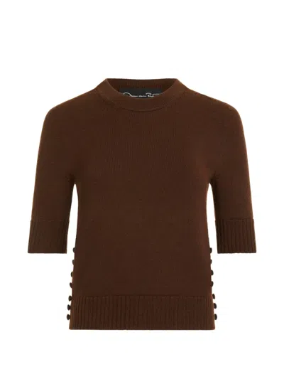Oscar De La Renta Button-detail Pullover In Brown