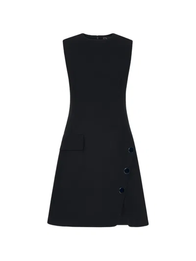 Oscar De La Renta Button-detailed Sleeveless Dress In Black