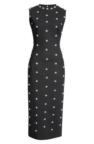 Oscar De La Renta Pearl Cabochon Cocktail Dress In Black