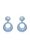 Oscar De La Renta Cabochon Enamel Drop Earrings In Blue