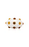 Oscar De La Renta Cabochon Enamel Ring In White