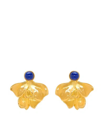 Oscar De La Renta Cabochon Petal Clip-on Earrings In Gold