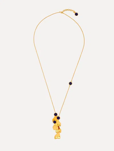 Oscar De La Renta Cabochon Petal Pendant Necklace In Blue