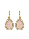 Oscar De La Renta Dangling Rose Quartz And Pearl Earrings In Rosa