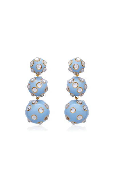 Oscar De La Renta Cabochon Triple Drop Earrings In Blue