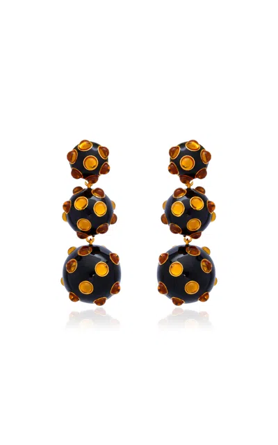Oscar De La Renta Cabochon Triple Drop Earrings