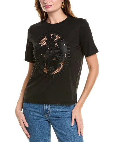 Oscar De La Renta Cactus Applique T-shirt In Black