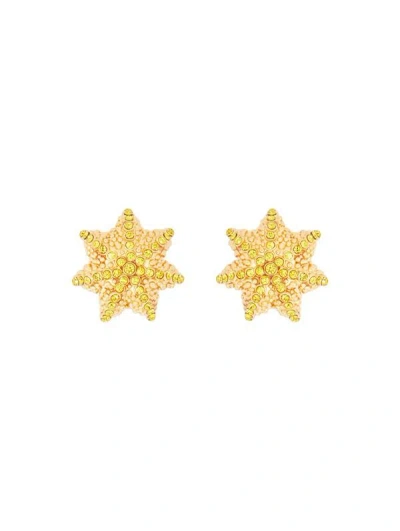 Oscar De La Renta Crystal-embellished Cactus Stud Earrings In Citrine