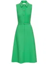 Oscar De La Renta Cactus Button Wool Dress In Green