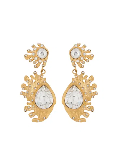 Oscar De La Renta Pear-shaped Cactus Earrings In Crystal