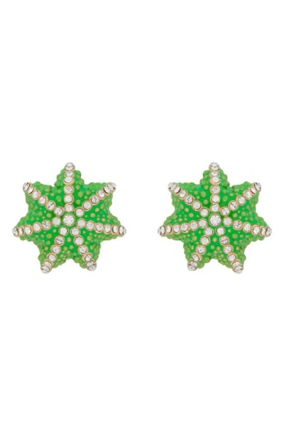 Oscar De La Renta Enamel Cactus Ball Earrings In Green