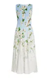 Oscar De La Renta Cady Midi Dress In Light Blue