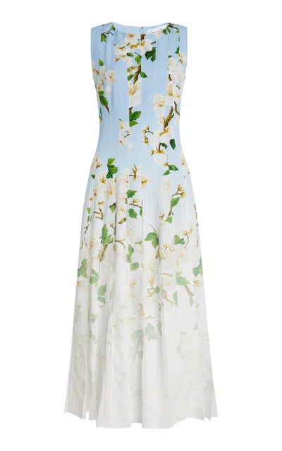 Oscar De La Renta Cady Midi Dress In Light Blue