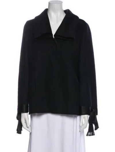 Pre-owned Oscar De La Renta Camel Leather Jacket In Black