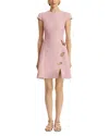Oscar De La Renta Cap-sleeve Butterfly-slit Tweed Mini Dress In Lily
