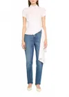 Oscar De La Renta Cap Sleeve Button Front Draped Blouse In White