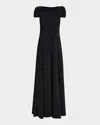 Oscar De La Renta Cap Sleeve Draped Stretch Cady Gown