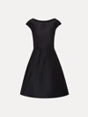 Oscar De La Renta Cap Sleeve Ruffle Back Dress