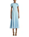 Oscar De La Renta Twist Detail Cap Sleeve Stretch Cady Midi Dress