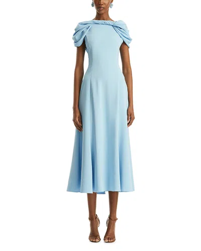 OSCAR DE LA RENTA OSCAR DE LA RENTA CAP SLEEVE TWIST NECK DRAPED COCKTAIL DRESS