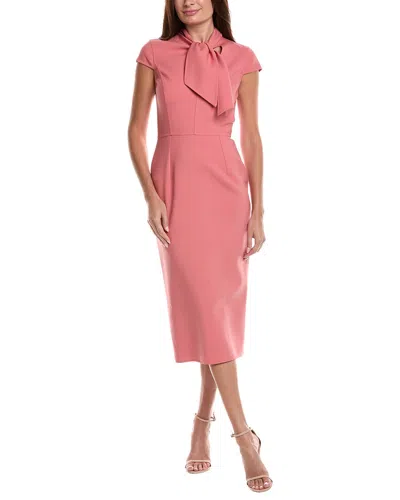 Oscar De La Renta Cap Sleeve Wool-blend Midi Dress In Pink