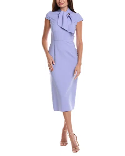 Oscar De La Renta Cap Sleeve Wool-blend Midi Dress In Purple