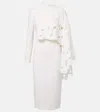 Oscar De La Renta Cape-detail Wool-blend Midi Dress In White