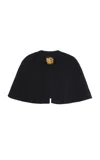 Oscar De La Renta Cape-detailed Cotton-wool Tweed Jacket In Black