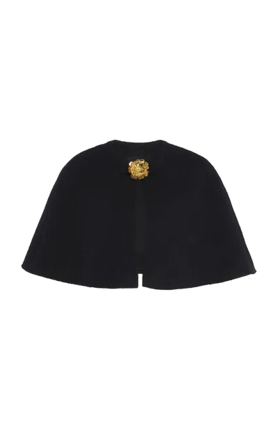 Oscar De La Renta Cape-detailed Cotton-wool Tweed Jacket In Black