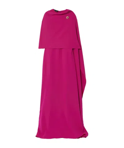 Oscar De La Renta Cape Effect Dress In Purple