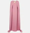 Oscar De La Renta Caped Silk-blend Georgette Gown In Pink