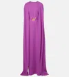 Oscar De La Renta Caped Silk-blend Gown In Purple